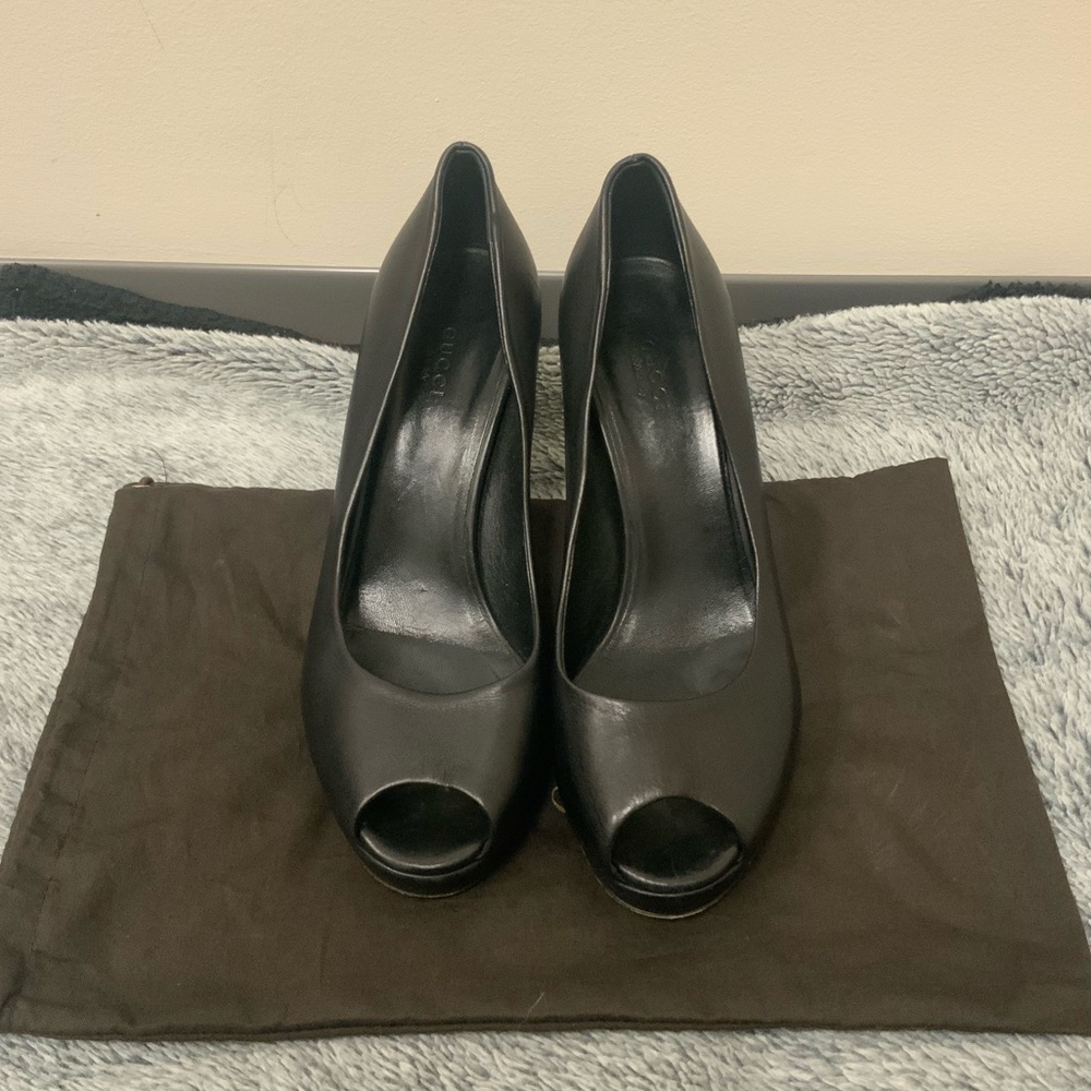 Gucci Black Peep-Toe Heels